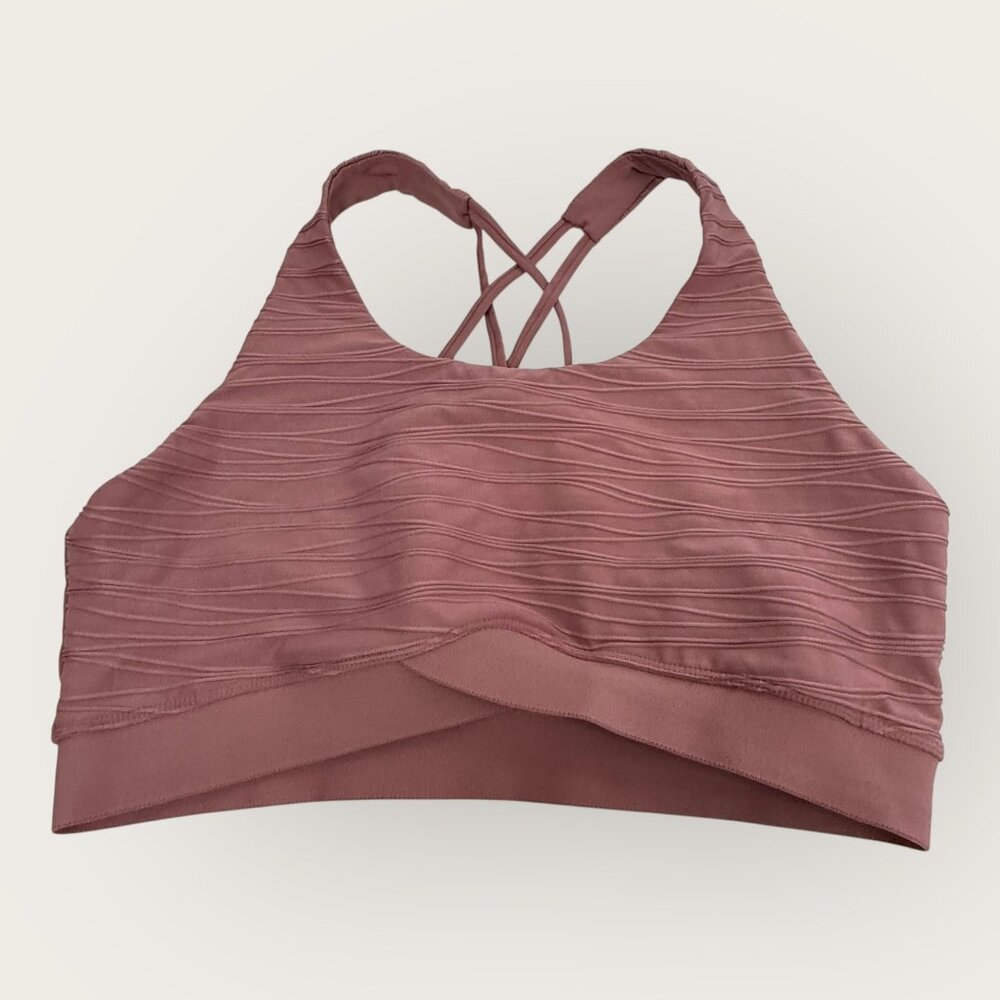 Linc Active Womens Strappy Back Textured Mauve Pink Sports Bra Size Large